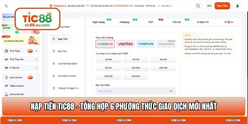 Nạp tiền TIC88